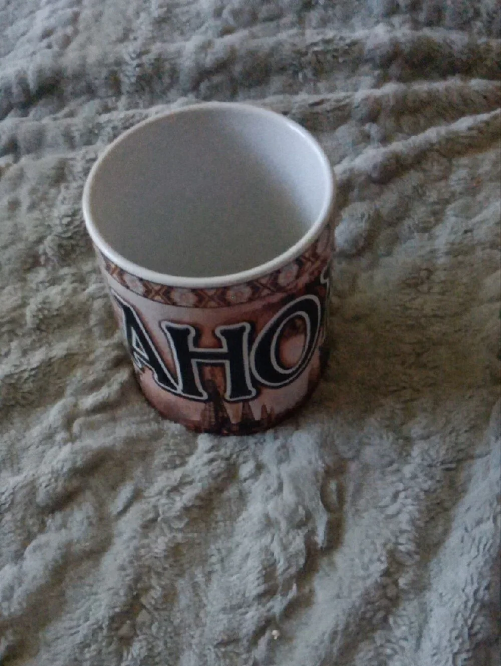 OKLAHOMA Themed Pink Tan Ceramic Mug